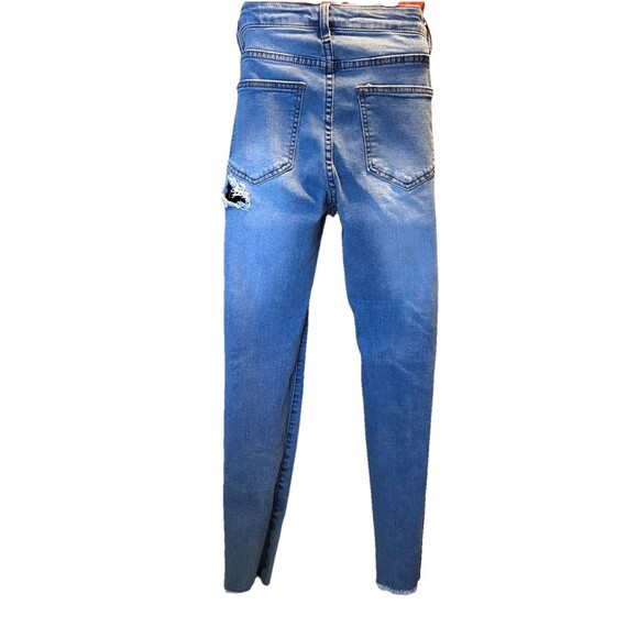 Hot & Delicious Rhinestone Fringe Jeans Y2K Inspired Distressed Womens Small NWT - Picture 9 of 16